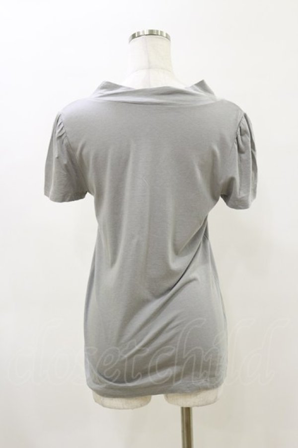 画像2: Jane Marple / ハイネック半袖カットソー M グレー H-26-04-04-015-JM-TO-KB-ZH (2)