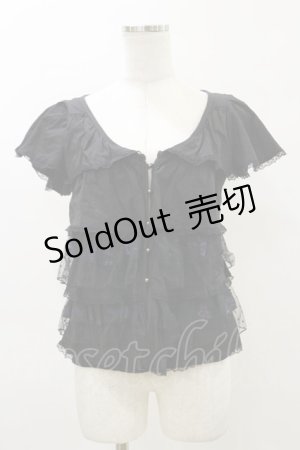 画像: HANGRY&ANGRY / プリントフリルトップス  黒 H-26-04-04-017-HN-TO-AK-ZH