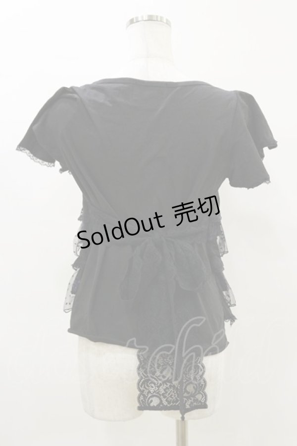 画像2: HANGRY&ANGRY / プリントフリルトップス  黒 H-26-04-04-017-HN-TO-AK-ZH (2)