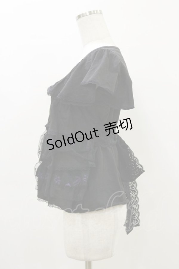 画像4: HANGRY&ANGRY / プリントフリルトップス  黒 H-26-04-04-017-HN-TO-AK-ZH (4)