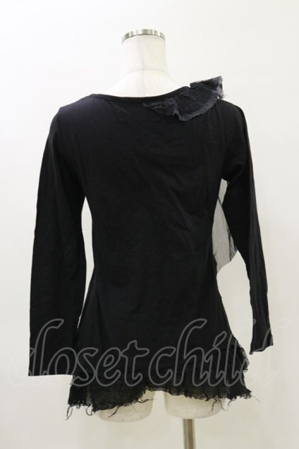 画像2: GRAMM / コサージュレースカットソー  黒 H-26-04-04-022-HN-TO-AK-ZH (2)