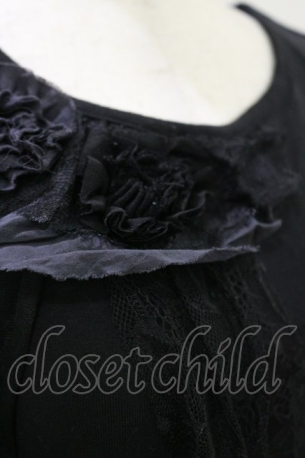 画像3: GRAMM / コサージュレースカットソー  黒 H-26-04-04-022-HN-TO-AK-ZH (3)