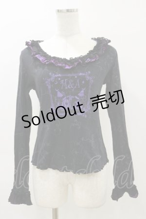 画像: HANGRY&ANGRY / フリルプリントカットソー  黒×紫 H-26-04-04-023-HN-TO-AK-ZH