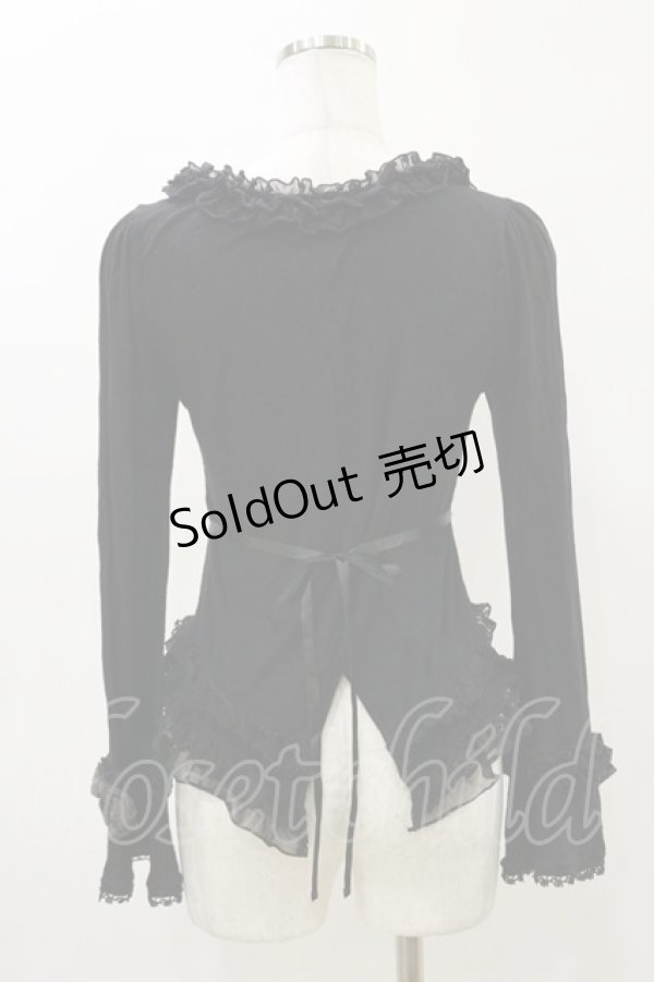 画像2: h.NAOTO / プリントフリルカットソー  黒 H-26-04-04-024-HN-TO-AK-ZH (2)