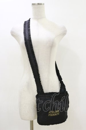 画像: ATELIER PIERROT / ロゴ刺繍ポシェット  黒 H-26-04-04-003-EL-BG-AK-ZH