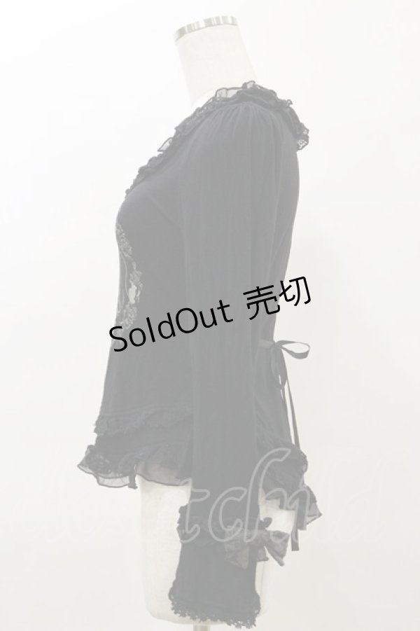 画像3: h.NAOTO / プリントフリルカットソー  黒 H-26-04-04-024-HN-TO-AK-ZH (3)