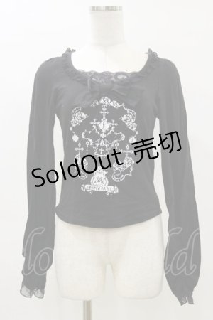 画像: FRILL / プリントフリルカットソー  黒 H-26-04-04-025-HN-TO-AK-ZH