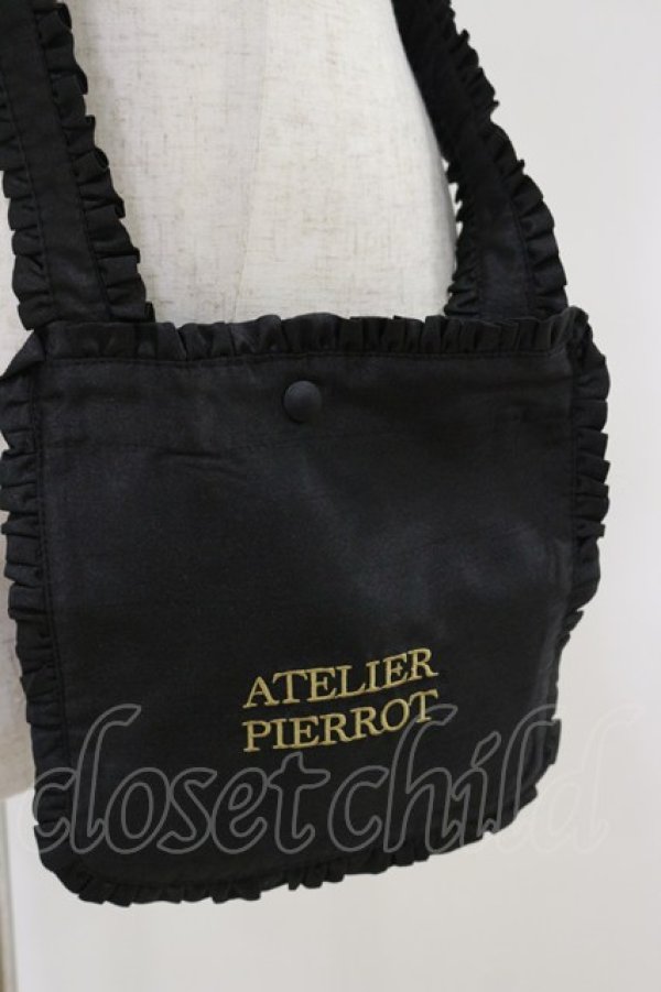 画像2: ATELIER PIERROT / ロゴ刺繍ポシェット  黒 H-26-04-04-003-EL-BG-AK-ZH (2)