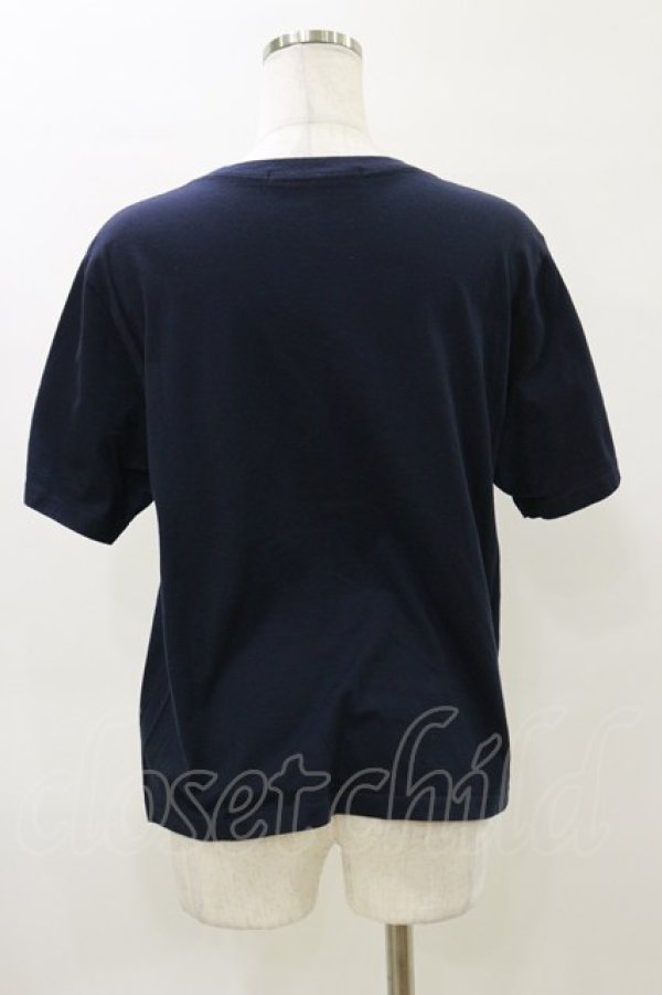 画像2: Jane Marple Dans Le Salon / 刺繍コットンTシャツ  ネイビー H-26-04-04-028-JM-TO-KB-ZH (2)