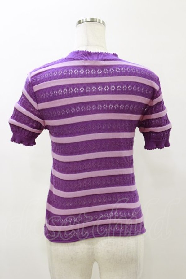 画像2: Jane Marple / シアーボーダーニット  パープル H-26-04-04-029-JM-TO-KB-ZH (2)