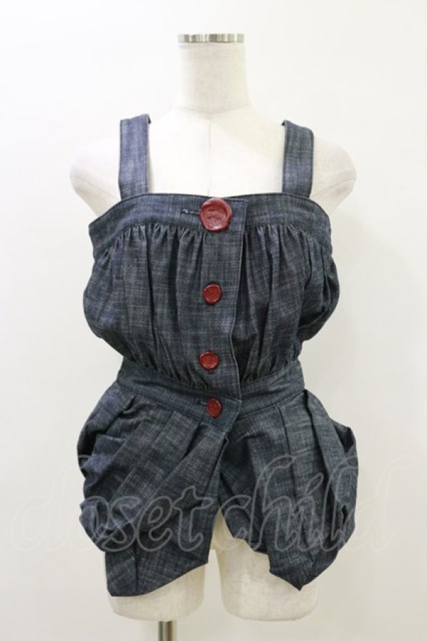 画像1: alice auaa / ギャザー変形ビスチェ 3(約9号) インディゴ H-26-04-05-005-AA-TO-KB-ZH (1)