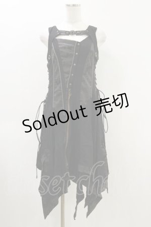 画像: Rozen Kavalier / ジャガード切替オーバーベスト  黒×グレー H-26-04-05-006-OO-TO-AK-ZH