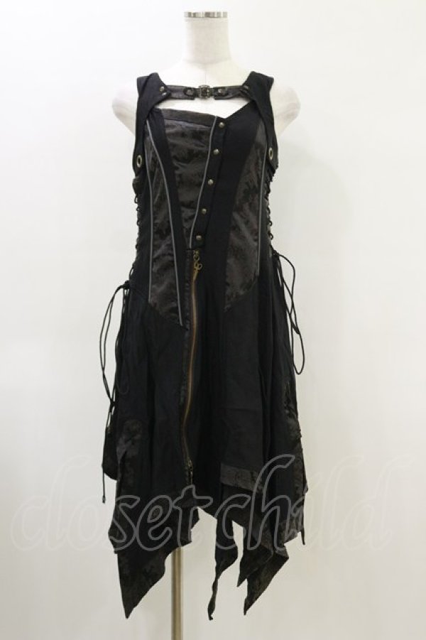 画像1: Rozen Kavalier / ジャガード切替オーバーベスト  黒×グレー H-26-04-05-006-OO-TO-AK-ZH (1)