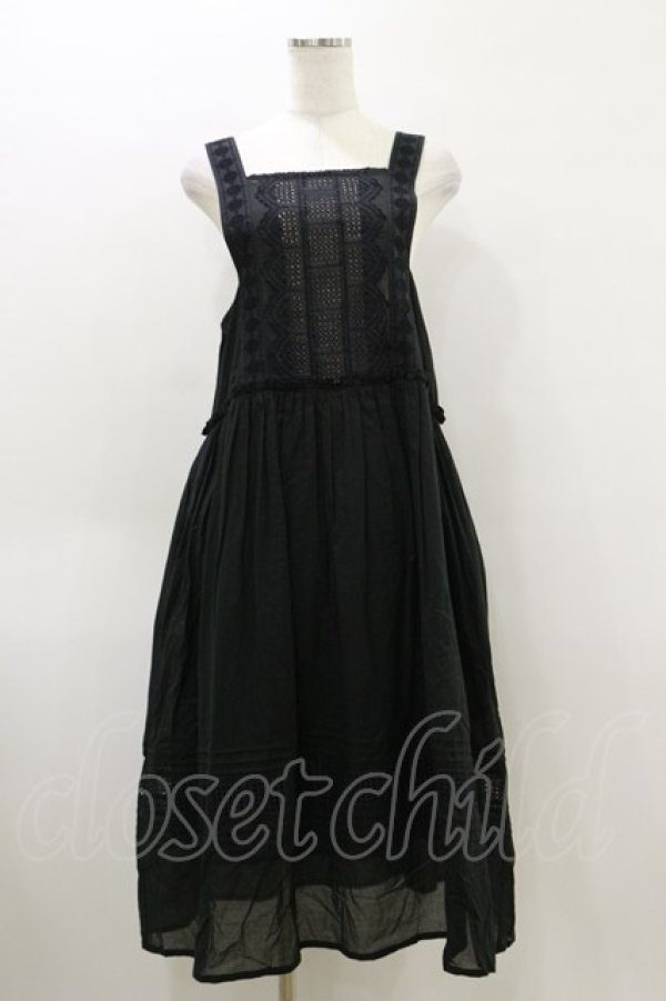 画像1: Jane Marple Dans Le Salon / ヴィクトリアンレーストリムタブリエドレス  ブラック H-26-04-05-052-JM-OP-KB-ZH (1)