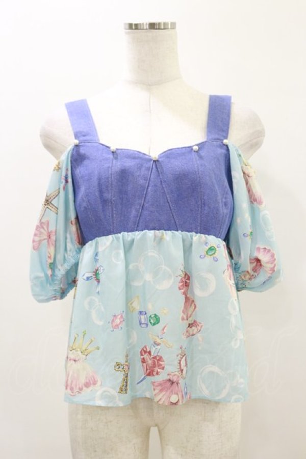 画像1: MILK / ジュエルShellトップス  アクアシェル×ブルーデニム H-26-04-05-007-ML-TO-KB-ZH (1)