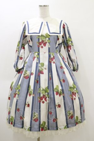画像: Melody BasKet / Stripe strawberryワンピース  ネイビー H-26-04-05-062-LO-OP-KB-ZH