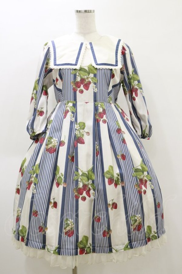 画像1: Melody BasKet / Stripe strawberryワンピース  ネイビー H-26-04-05-062-LO-OP-KB-ZH (1)