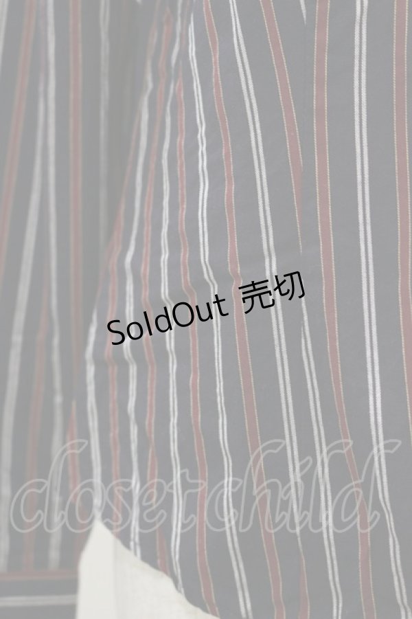 画像3: PEACE NOW / 蝙蝠襟ストライプシャツ M 紺×赤 H-26-04-05-015-PU-BL-AK-ZH (3)