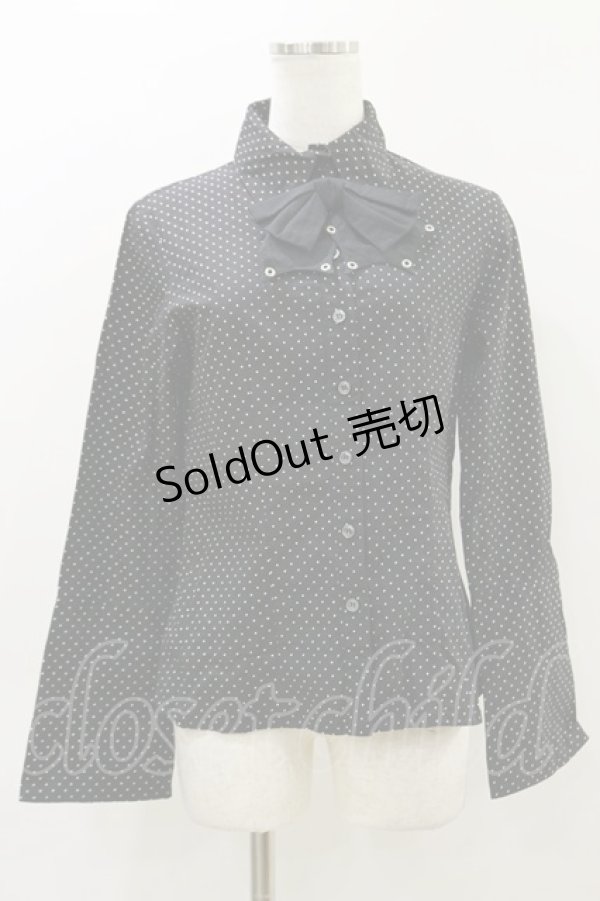 画像1: PEACE NOW / タイ付きドットブラウス M 黒 H-26-04-05-016-PU-BL-AK-ZH (1)