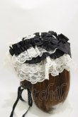 画像2: MARBLE / バラデコレーション貴婦人ボンネット  白×黒 H-26-04-05-002-GO-AC-AK-ZH (2)