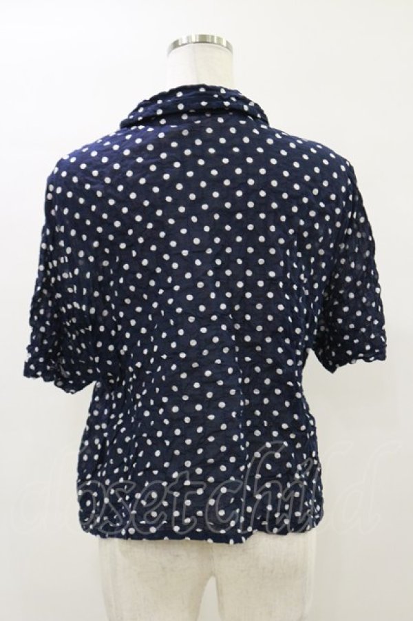 画像2: Jane Marple Dans Le Salon / Polka dotsリボンシャツ  ネイビー H-26-04-05-017-JM-BL-KB-ZH (2)