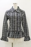 画像1: ALGONQUINS / チェックフリルブラウス F 黒×グレー H-26-04-05-020-AL-BL-AK-ZH (1)