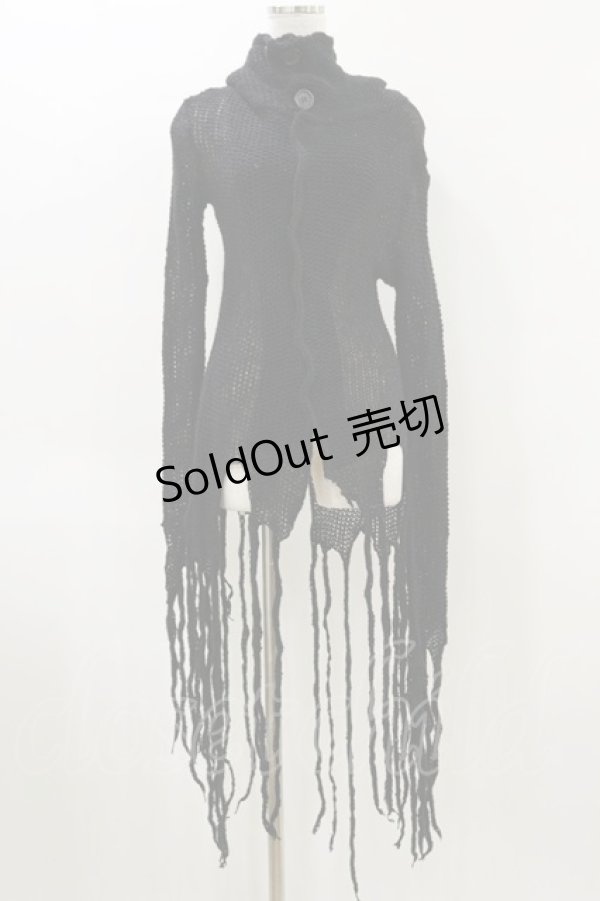 画像1: STIGMATA / ダメージニットボタンカーデ  黒 H-26-04-05-021-GO-TO-AK-ZH (1)