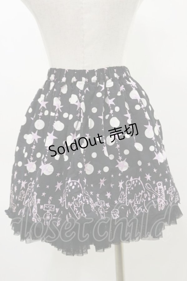 画像2: PEACE NOW / プリントギャザースカート M 黒 H-26-04-05-030-PU-SK-KB-ZH (2)