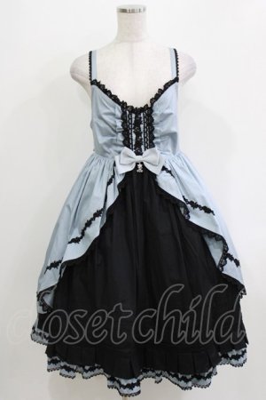 画像: ALICE and the PIRATES / タックフリルベビードールジャンパースカートII Free ブルーグレー/黒 H-26-04-06-001-PA-OP-NS-ZH