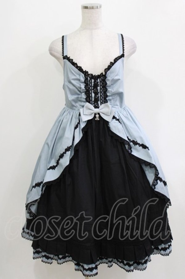 画像1: ALICE and the PIRATES / タックフリルベビードールジャンパースカートII Free ブルーグレー/黒 H-26-04-06-001-PA-OP-NS-ZH (1)