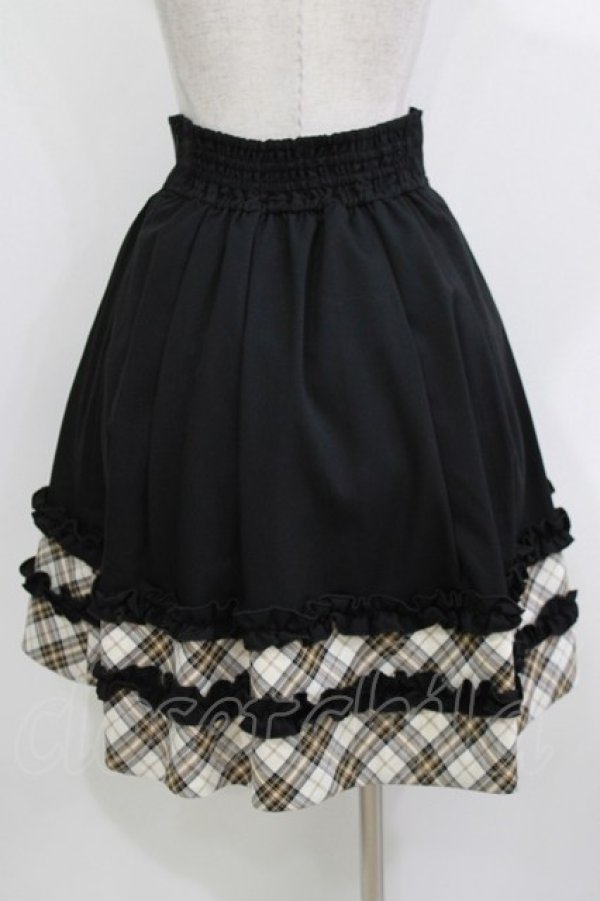 画像3: axes femme POETIQUE / バイカラーフリルミドルスカート M ブラック H-26-04-06-028-AX-SK-NS-ZH (3)