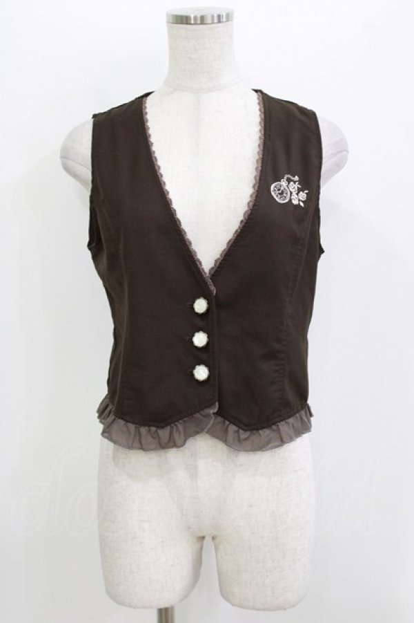 画像1: axes femme POETIQUE / 懐中時計刺繍ベスト M ブラウン H-26-04-06-036-AX-TO-NS-ZH (1)