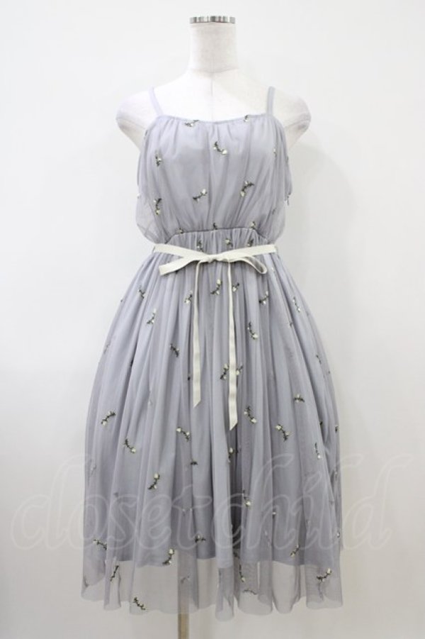 画像1: F i.n.t / ローズ総刺繍チュールワンピース Free SAX H-26-04-06-1032-0-OP-NS-ZH (1)