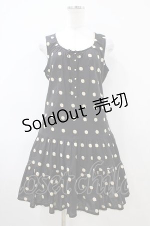 画像: Franche Lippee / ドットワンピース M ブラック H-26-04-06-1033-LO-OP-NS-ZH