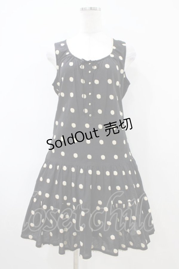 画像1: Franche Lippee / ドットワンピース M ブラック H-26-04-06-1033-LO-OP-NS-ZH (1)