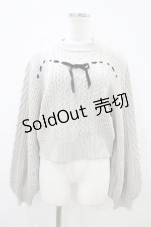 画像: Fi.n.t / ハートはしごリボンケーブルニットプルオーバー Free L/GRAY H-26-04-06-1047-CA-TO-NS-ZH