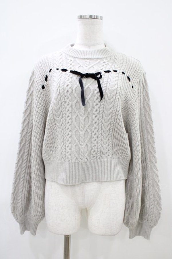画像1: Fi.n.t / ハートはしごリボンケーブルニットプルオーバー Free L/GRAY H-26-04-06-1047-CA-TO-NS-ZH (1)