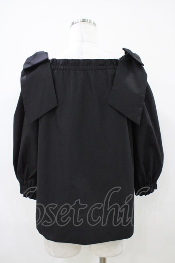 画像2: an another angelus / ビッグリボンオフショルブラウス Free BLACK H-26-04-06-1050-CA-BL-NS-ZH (2)