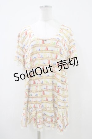 画像: Franche Lippee / オリプリトップス M ケーキ柄 H-26-04-06-1055-LO-TO-NS-ZH