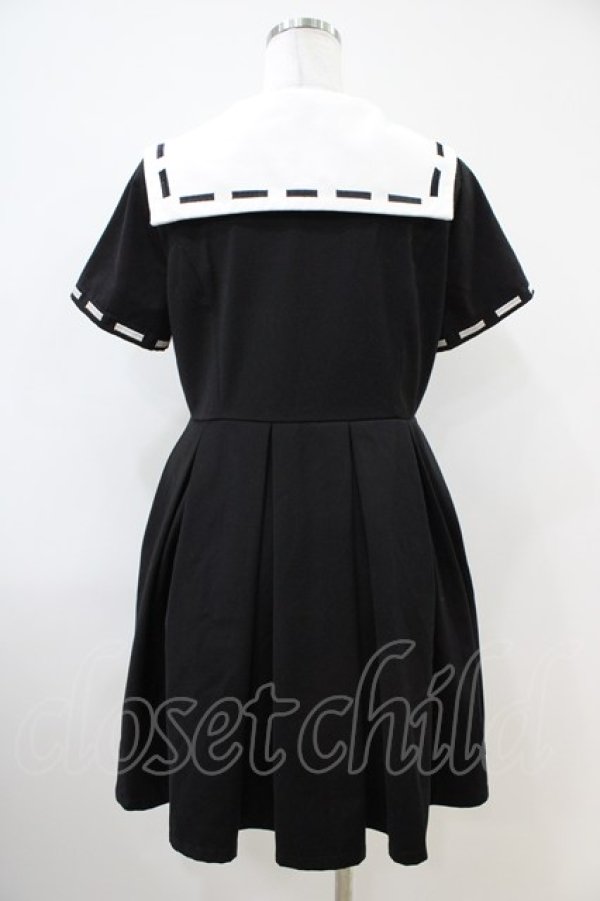 画像2: To Alice / ダルマ刺繍セーラーワンピース M ブラック H-26-04-06-1009-LO-OP-NS-ZH (2)