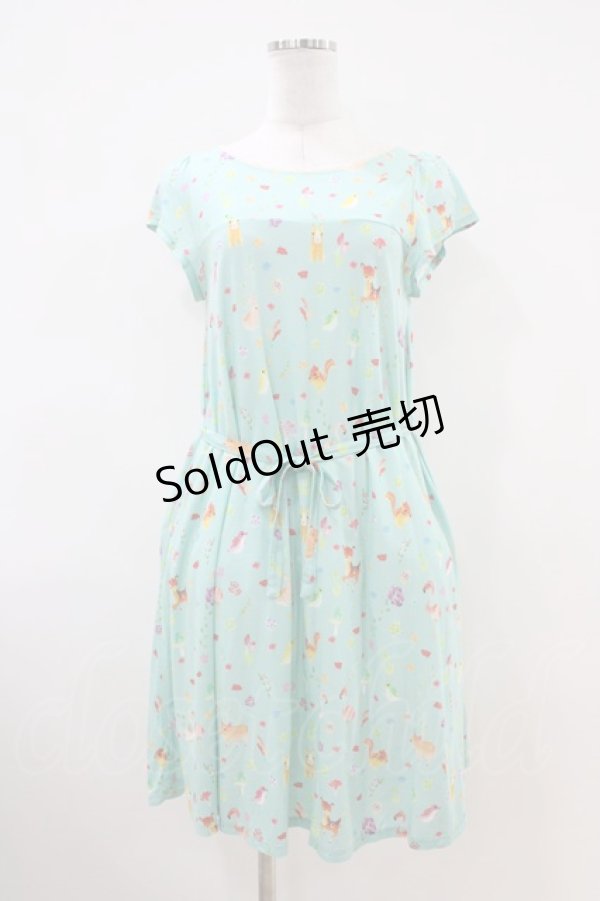 画像1: Franche Lippee / ぼんやり柄ワンピース M ミント H-26-04-06-1010-LO-OP-NS-ZH (1)