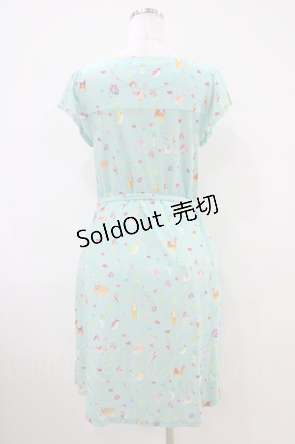 画像2: Franche Lippee / ぼんやり柄ワンピース M ミント H-26-04-06-1010-LO-OP-NS-ZH (2)