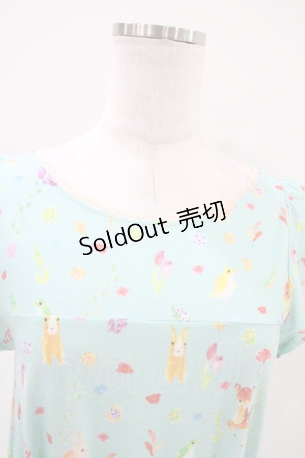 画像3: Franche Lippee / ぼんやり柄ワンピース M ミント H-26-04-06-1010-LO-OP-NS-ZH (3)
