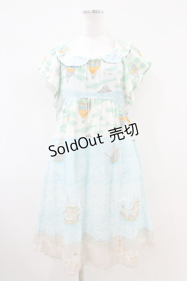 画像1: Cherir la femme / 気球柄ワンピース M オフ H-26-04-06-1012-LO-OP-NS-ZH (1)