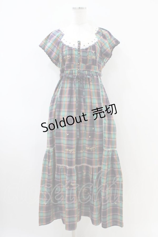 画像1: Cherir la femme / チェックワンピース M グリーン H-26-04-06-1015-LO-OP-NS-ZH (1)