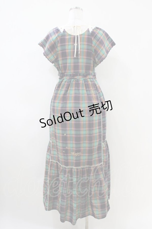 画像2: Cherir la femme / チェックワンピース M グリーン H-26-04-06-1015-LO-OP-NS-ZH (2)
