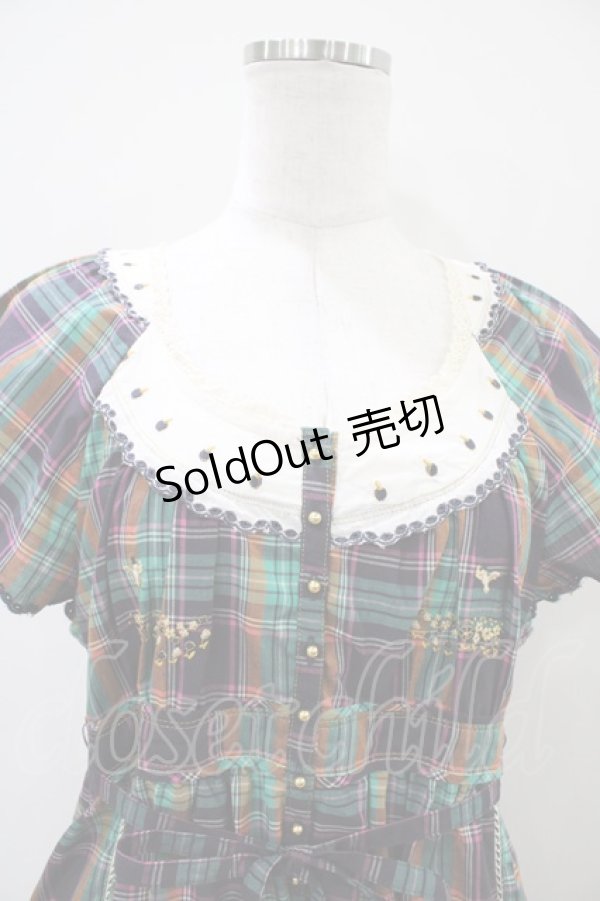 画像3: Cherir la femme / チェックワンピース M グリーン H-26-04-06-1015-LO-OP-NS-ZH (3)