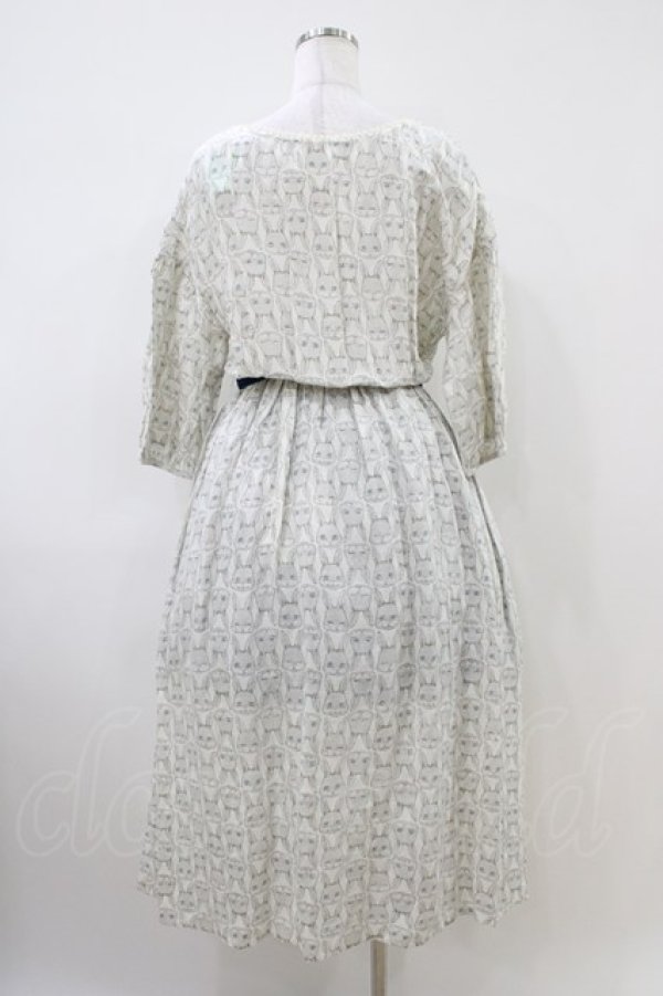 画像2: Cherir la femme / にらめっこワンピース M オフ/ネイビー H-26-04-06-1022-LO-OP-NS-ZH (2)