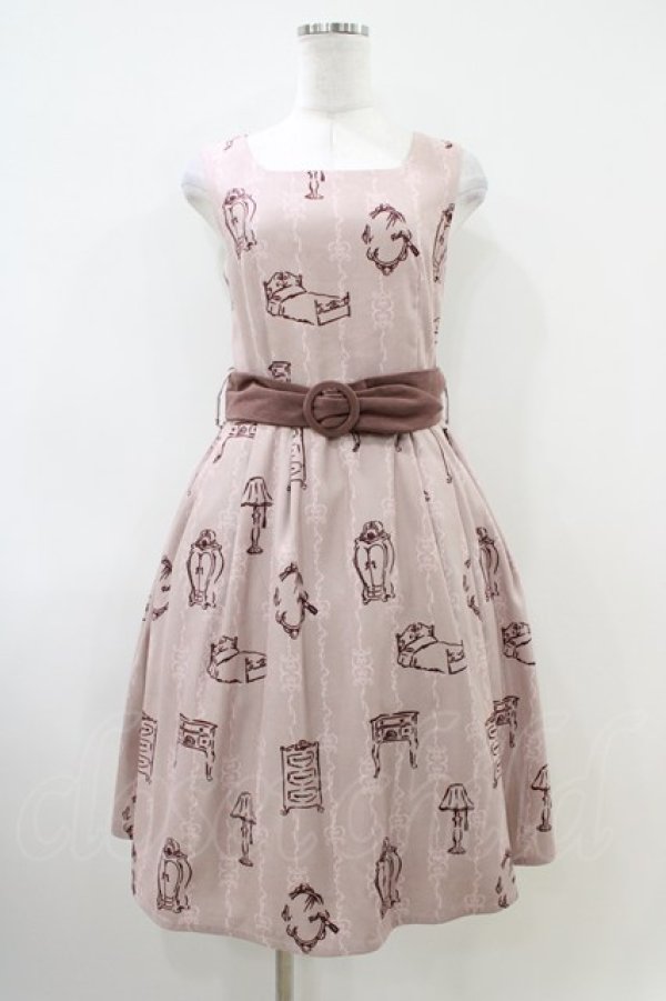 画像1: Fi.n.t / ベルト付きクローゼット柄ワンピース Free PINK H-26-04-06-1024-CA-OP-NS-ZH (1)