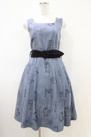 画像: Fi.n.t / ベルト付きクローゼット柄ワンピース Free BLUE H-26-04-06-1025-CA-OP-NS-ZH